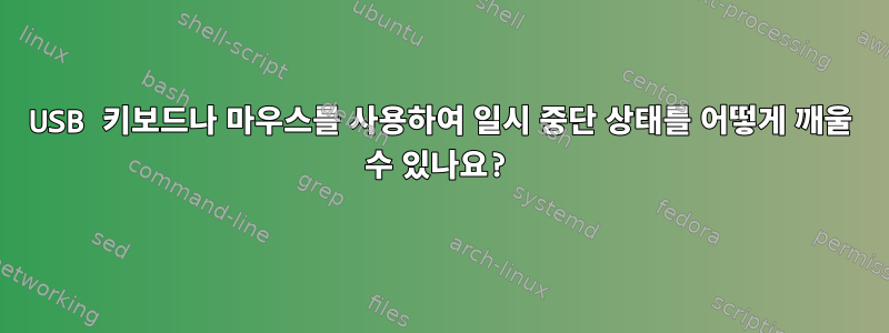 USB 키보드나 마우스를 사용하여 일시 중단 상태를 어떻게 깨울 수 있나요?