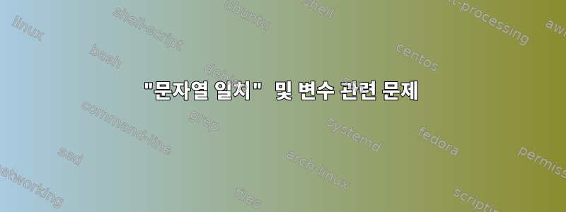 "문자열 일치" 및 변수 관련 문제