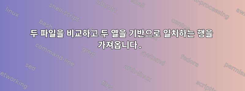 두 파일을 비교하고 두 열을 기반으로 일치하는 행을 가져옵니다.