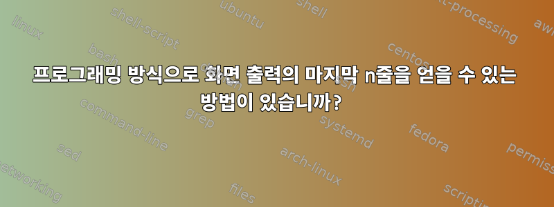 프로그래밍 방식으로 화면 출력의 마지막 n줄을 얻을 수 있는 방법이 있습니까?