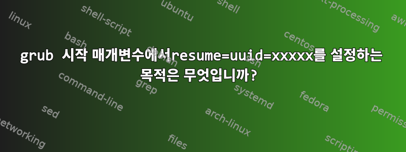 grub 시작 매개변수에서resume=uuid=xxxxx를 설정하는 목적은 무엇입니까?