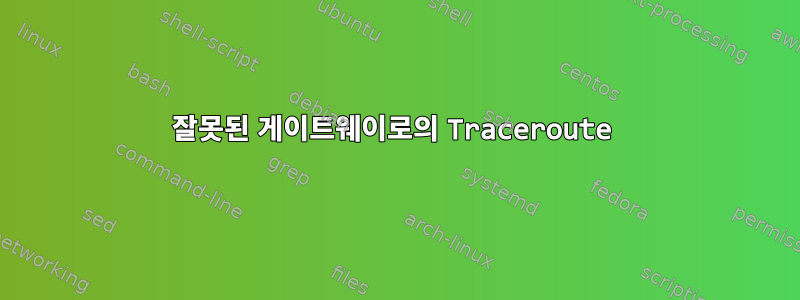 잘못된 게이트웨이로의 Traceroute