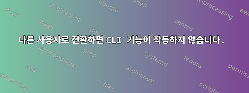 다른 사용자로 전환하면 CLI 기능이 작동하지 않습니다.