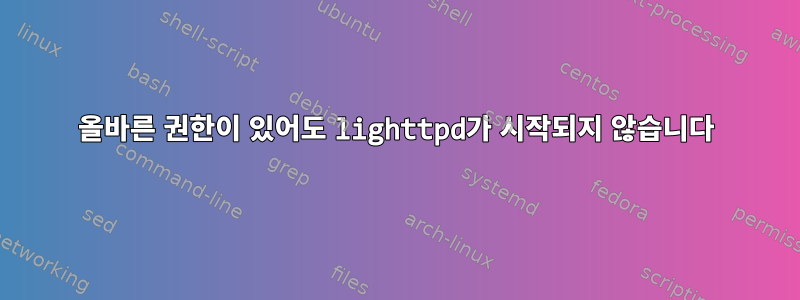 올바른 권한이 있어도 lighttpd가 시작되지 않습니다