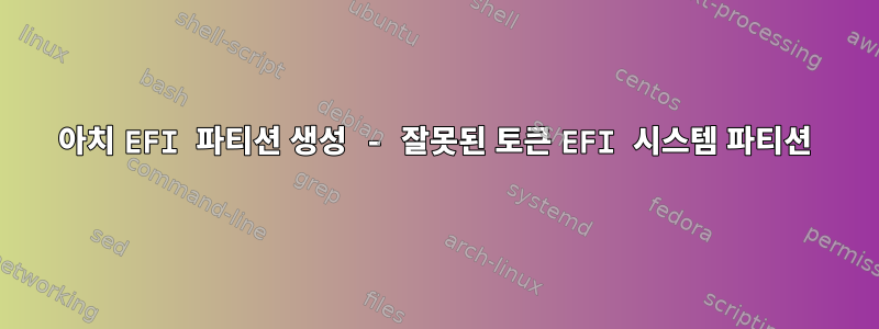 아치 EFI 파티션 생성 - 잘못된 토큰 EFI 시스템 파티션