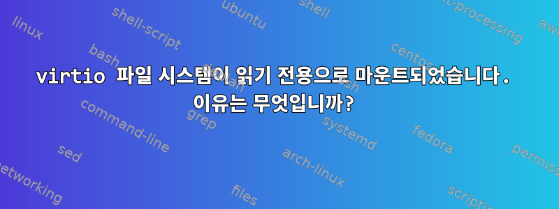 virtio 파일 시스템이 읽기 전용으로 마운트되었습니다. 이유는 무엇입니까?