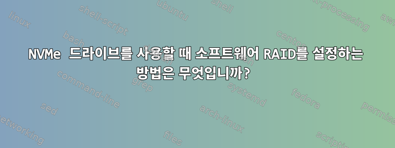 NVMe 드라이브를 사용할 때 소프트웨어 RAID를 설정하는 방법은 무엇입니까?