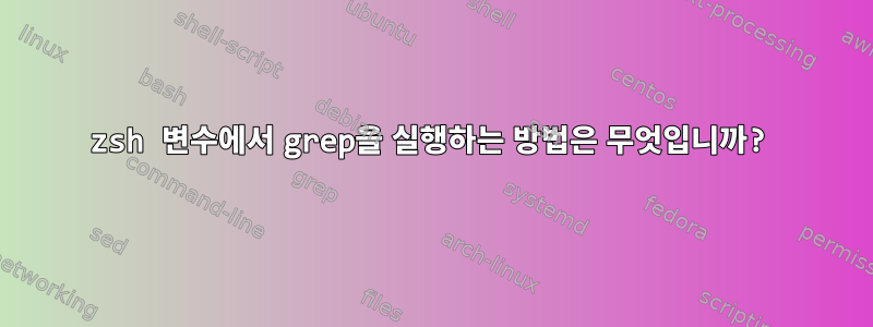 zsh 변수에서 grep을 실행하는 방법은 무엇입니까?