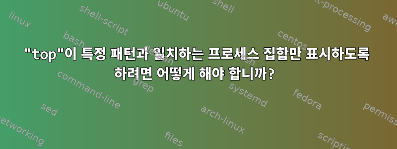 "top"이 특정 패턴과 일치하는 프로세스 집합만 표시하도록 하려면 어떻게 해야 합니까?