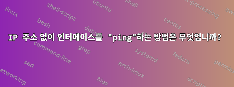 IP 주소 없이 인터페이스를 "ping"하는 방법은 무엇입니까?