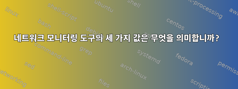 네트워크 모니터링 도구의 세 가지 값은 무엇을 의미합니까?