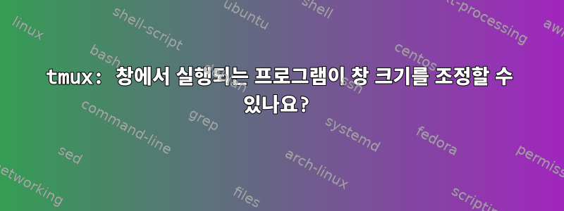 tmux: 창에서 실행되는 프로그램이 창 크기를 조정할 수 있나요?