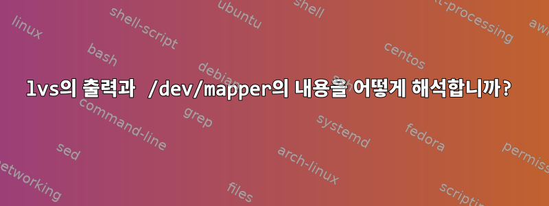 lvs의 출력과 /dev/mapper의 내용을 어떻게 해석합니까?