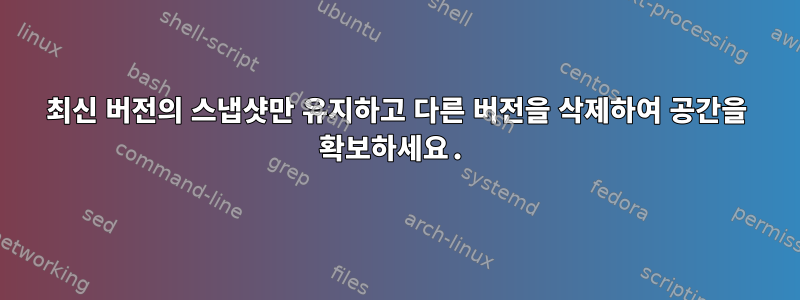 최신 버전의 스냅샷만 유지하고 다른 버전을 삭제하여 공간을 확보하세요.