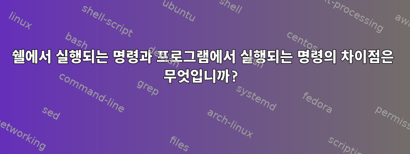 쉘에서 실행되는 명령과 프로그램에서 실행되는 명령의 차이점은 무엇입니까?