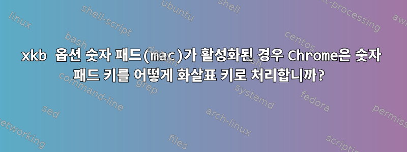 xkb 옵션 숫자 패드(mac)가 활성화된 경우 Chrome은 숫자 패드 키를 어떻게 화살표 키로 처리합니까?