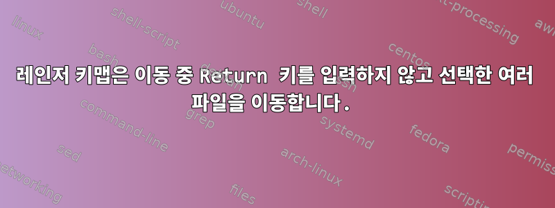 레인저 키맵은 이동 중 Return 키를 입력하지 않고 선택한 여러 파일을 이동합니다.