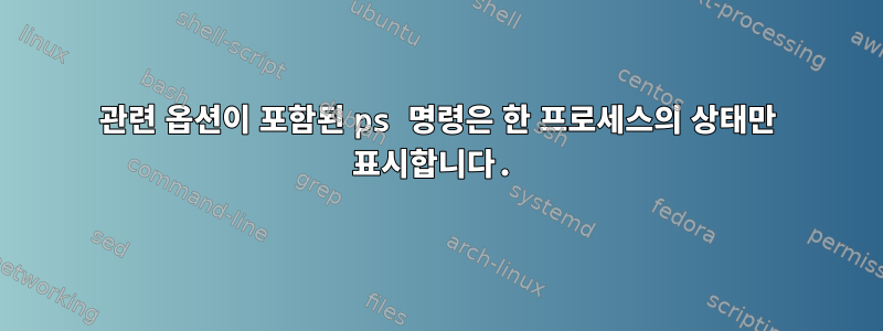 관련 옵션이 포함된 ps 명령은 한 프로세스의 상태만 표시합니다.