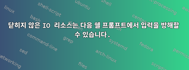 닫히지 않은 IO 리소스는 다음 쉘 프롬프트에서 입력을 방해할 수 있습니다.