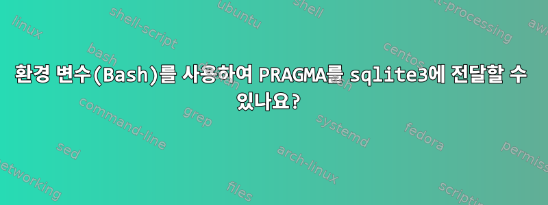 환경 변수(Bash)를 사용하여 PRAGMA를 sqlite3에 전달할 수 있나요?