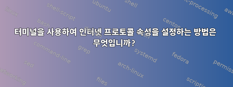 터미널을 사용하여 인터넷 프로토콜 속성을 설정하는 방법은 무엇입니까?