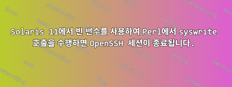 Solaris 11에서 빈 변수를 사용하여 Perl에서 syswrite 호출을 수행하면 OpenSSH 세션이 종료됩니다.