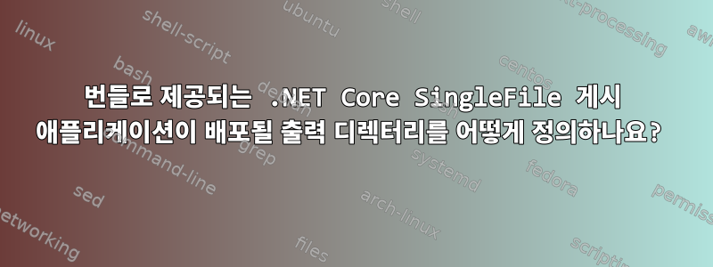 번들로 제공되는 .NET Core SingleFile 게시 애플리케이션이 배포될 출력 디렉터리를 어떻게 정의하나요?