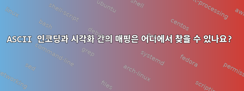 ASCII 인코딩과 시각화 간의 매핑은 어디에서 찾을 수 있나요?