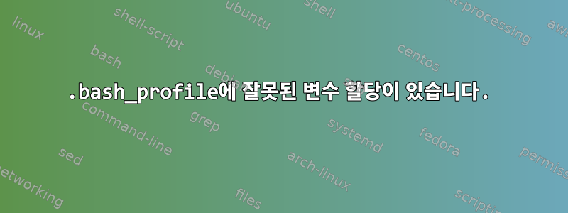 .bash_profile에 잘못된 변수 할당이 있습니다.