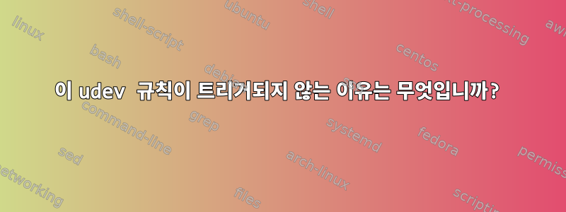 이 udev 규칙이 트리거되지 않는 이유는 무엇입니까?