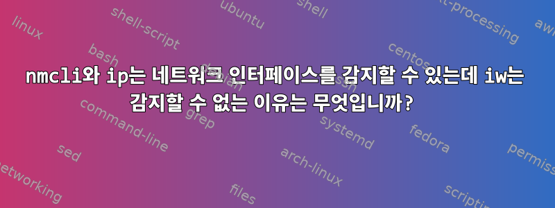 nmcli와 ip는 네트워크 인터페이스를 감지할 수 있는데 iw는 감지할 수 없는 이유는 무엇입니까?