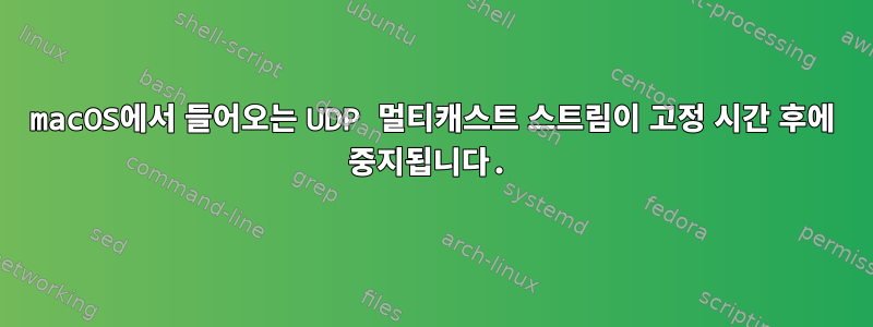 macOS에서 들어오는 UDP 멀티캐스트 스트림이 고정 시간 후에 중지됩니다.