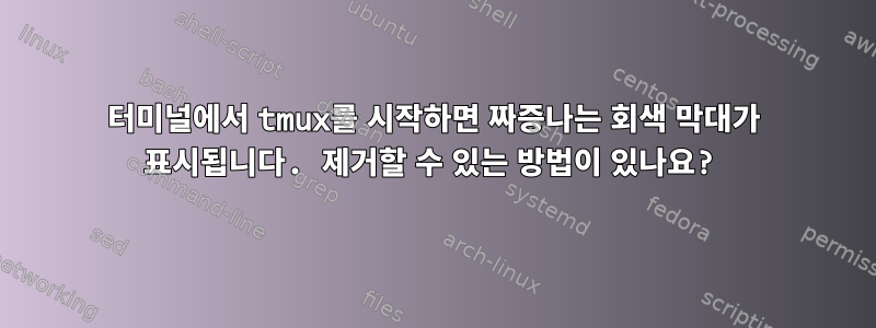 터미널에서 tmux를 시작하면 짜증나는 회색 막대가 표시됩니다. 제거할 수 있는 방법이 있나요?