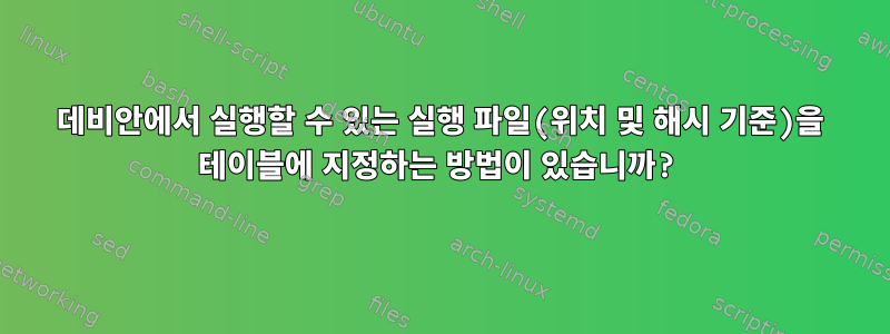 데비안에서 실행할 수 있는 실행 파일(위치 및 해시 기준)을 테이블에 지정하는 방법이 있습니까?