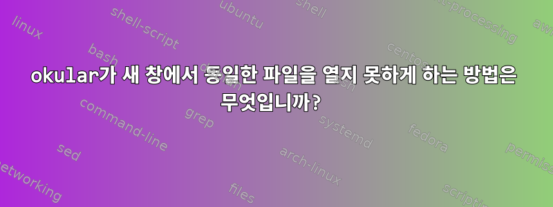 okular가 새 창에서 동일한 파일을 열지 못하게 하는 방법은 무엇입니까?