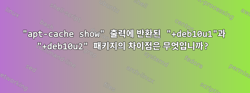 "apt-cache show" 출력에 반환된 "+deb10u1"과 "+deb10u2" 패키지의 차이점은 무엇입니까?