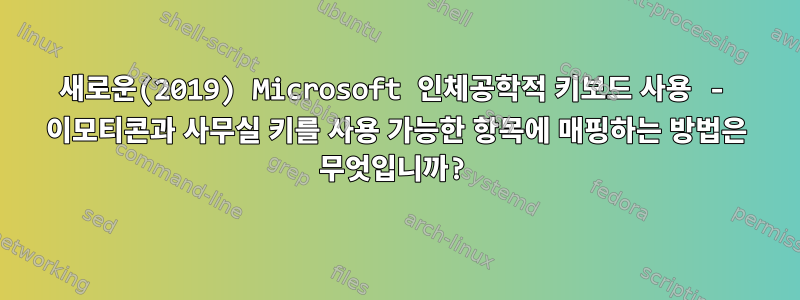 새로운(2019) Microsoft 인체공학적 키보드 사용 - 이모티콘과 사무실 키를 사용 가능한 항목에 매핑하는 방법은 무엇입니까?