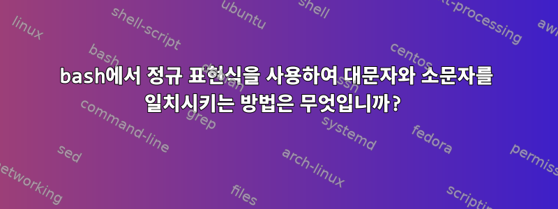 bash에서 정규 표현식을 사용하여 대문자와 소문자를 일치시키는 방법은 무엇입니까?