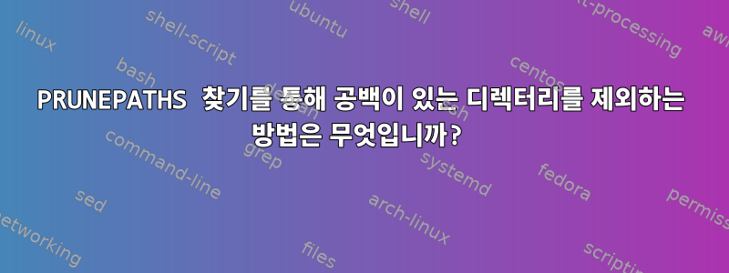 PRUNEPATHS 찾기를 통해 공백이 있는 디렉터리를 제외하는 방법은 무엇입니까?