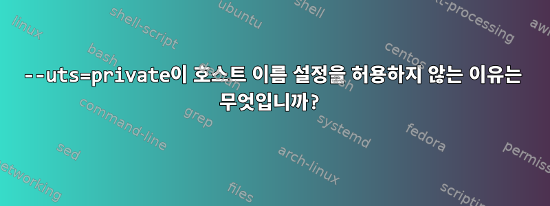 --uts=private이 호스트 이름 설정을 허용하지 않는 이유는 무엇입니까?