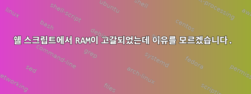 쉘 스크립트에서 RAM이 고갈되었는데 이유를 모르겠습니다.