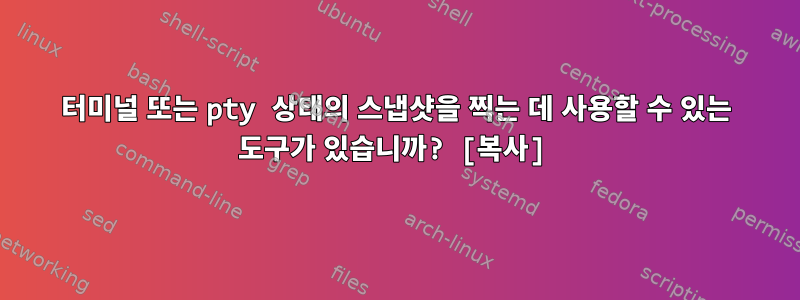 터미널 또는 pty 상태의 스냅샷을 찍는 데 사용할 수 있는 도구가 있습니까? [복사]