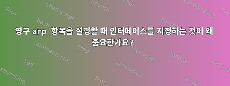 영구 arp 항목을 설정할 때 인터페이스를 지정하는 것이 왜 중요한가요?