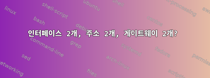 인터페이스 2개, 주소 2개, 게이트웨이 2개?