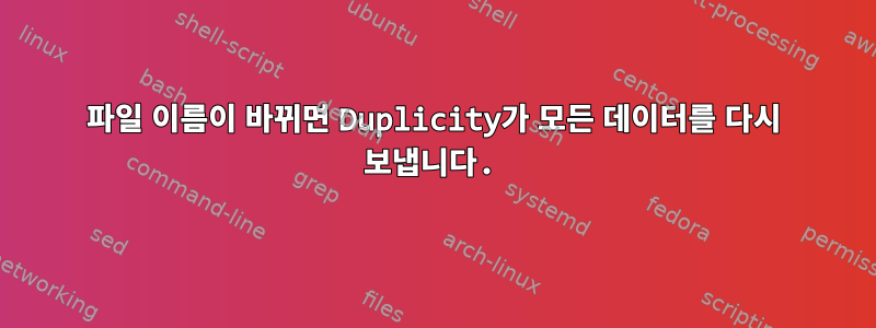 파일 이름이 바뀌면 Duplicity가 모든 데이터를 다시 보냅니다.