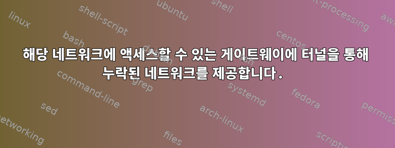 해당 네트워크에 액세스할 수 있는 게이트웨이에 터널을 통해 누락된 네트워크를 제공합니다.