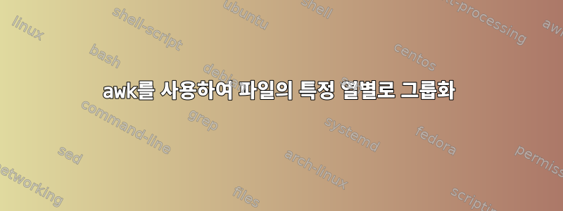 awk를 사용하여 파일의 특정 열별로 그룹화