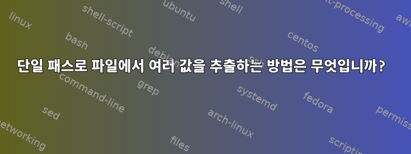 단일 패스로 파일에서 여러 값을 추출하는 방법은 무엇입니까?