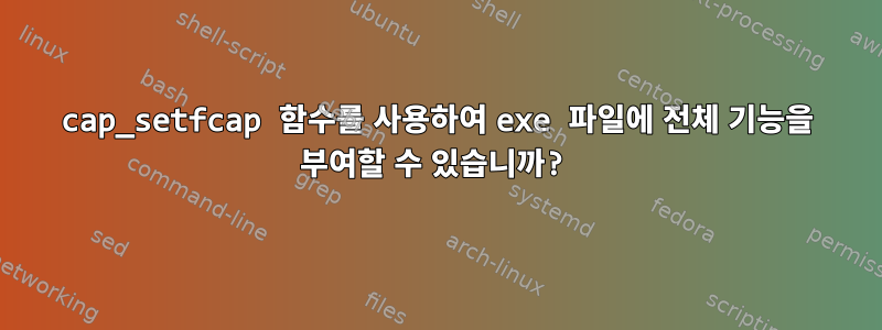 cap_setfcap 함수를 사용하여 exe 파일에 전체 기능을 부여할 수 있습니까?