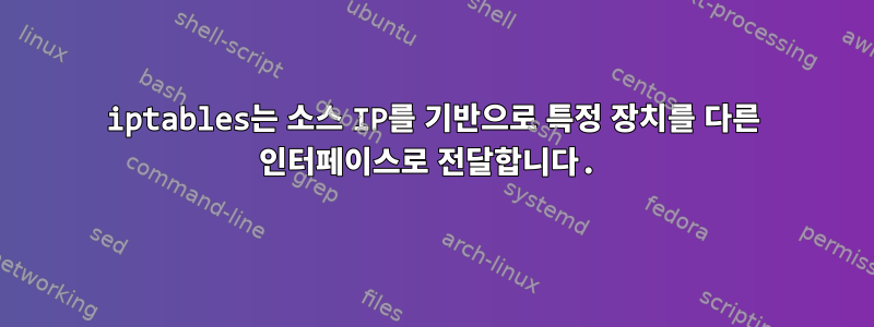 iptables는 소스 IP를 기반으로 특정 장치를 다른 인터페이스로 전달합니다.